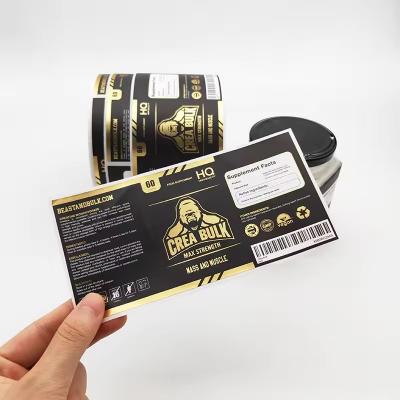 Adhesive Waterproof Poly Product Label Stickers Custom Gold Foil Supplement Labels